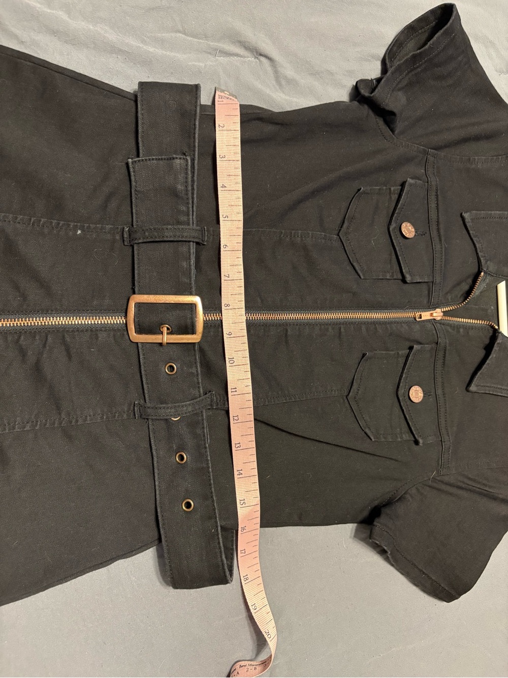 Guess Black Short-Sleeve Zip-Front Romper with Rose Gold Hardware - Picture 7 of 8